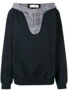 Night Market Denim Detail Patchwork Sweatshirt - Black