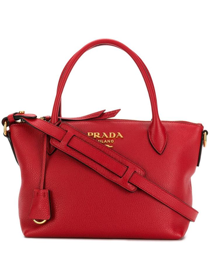 Prada Medium Zipped Tote - Red