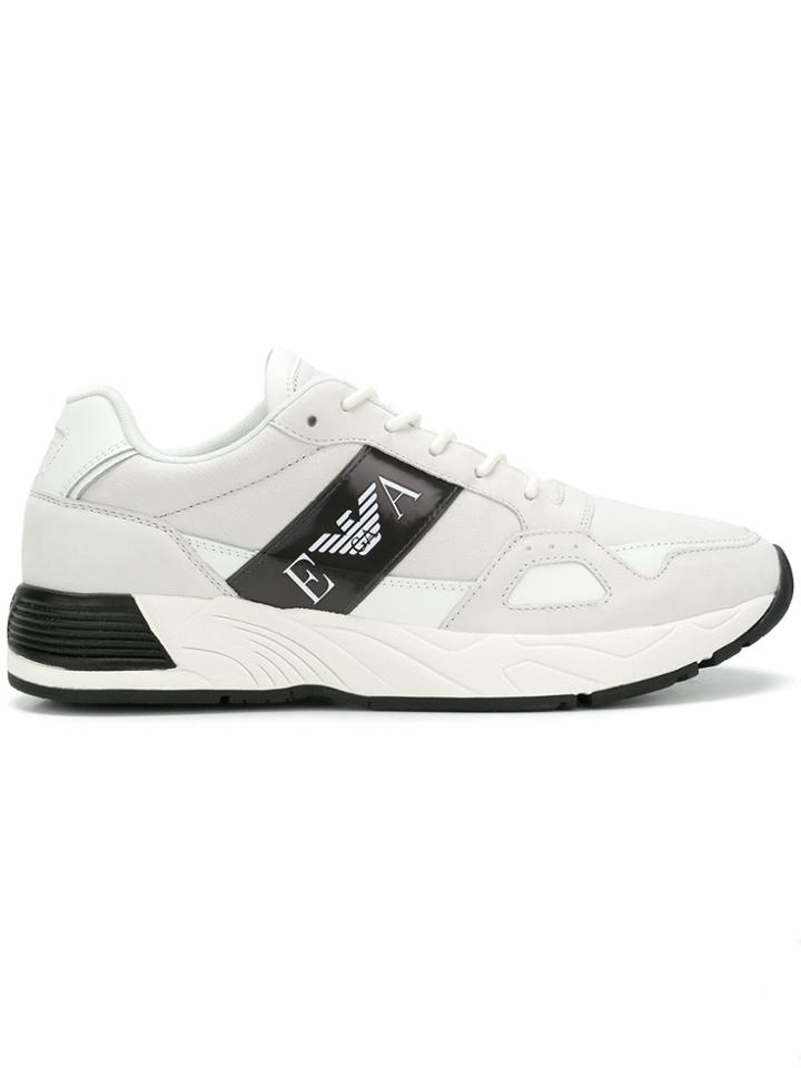 Emporio Armani Logo Panelled Sneakers - White