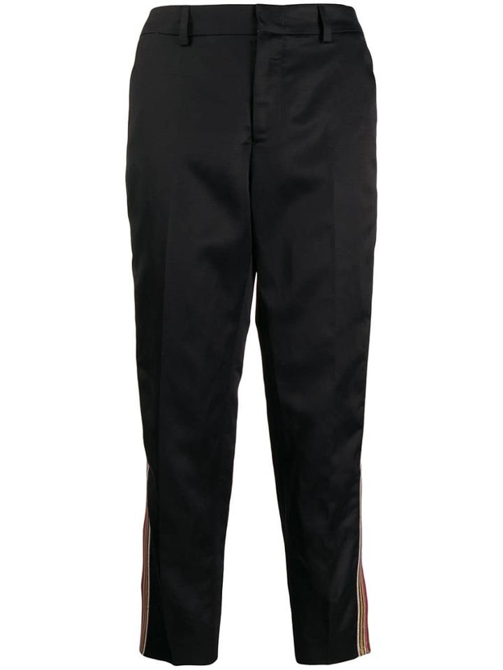 Pt01 Contrast Side Stripe Trousers - Black