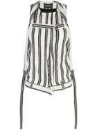 Ann Demeulemeester Striped Buckled Gilet - Black