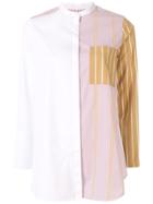 Portspure Striped Colour Block Shirt - White