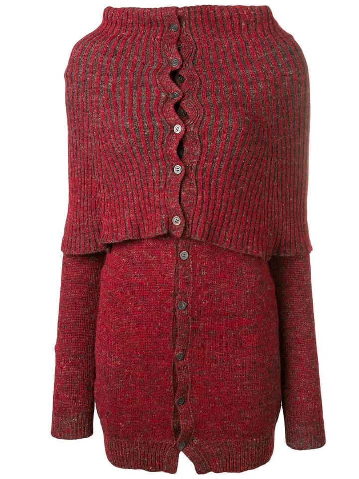 Yohji Yamamoto Pre-owned Ribbed High Neck Cardigan - Red
