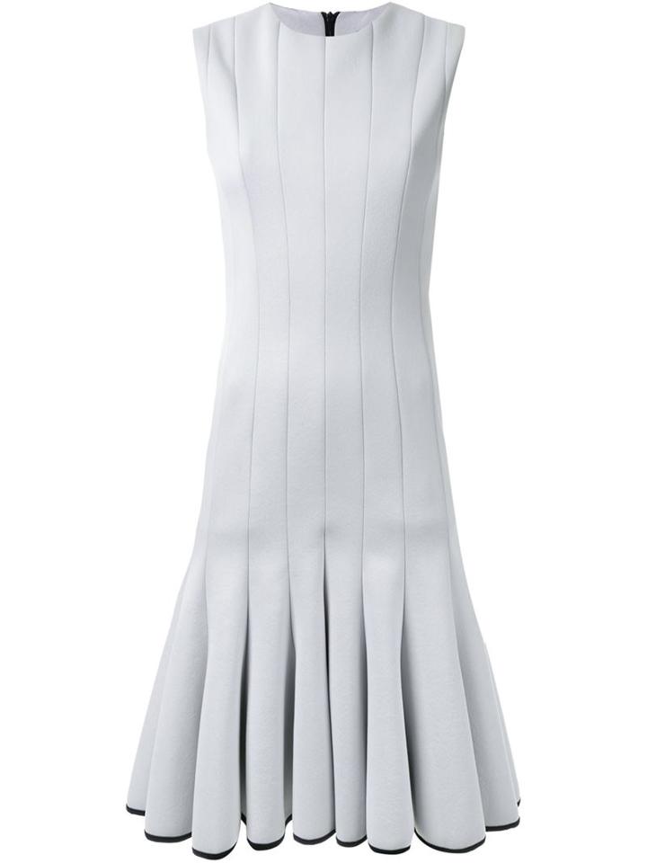 Robert Wun Paneled Flared Dress, Women's, Size: 10, Grey, Nylon/polyester