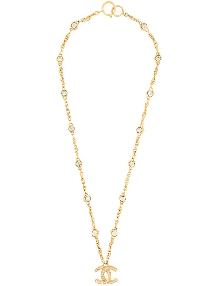 Chanel Vintage Rhinestone Cc Bijou Necklace - Gold