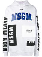 Msgm Logo Print Hoodie - Grey