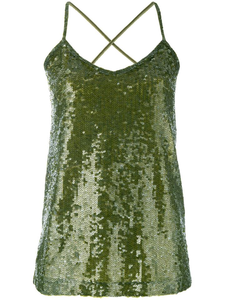 P.a.r.o.s.h. - Sequin Tank Top - Women - Polyamide/spandex/elastane/pvc - Xs, Green, Polyamide/spandex/elastane/pvc