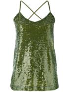 P.a.r.o.s.h. - Sequin Tank Top - Women - Polyamide/spandex/elastane/pvc - Xs, Green, Polyamide/spandex/elastane/pvc