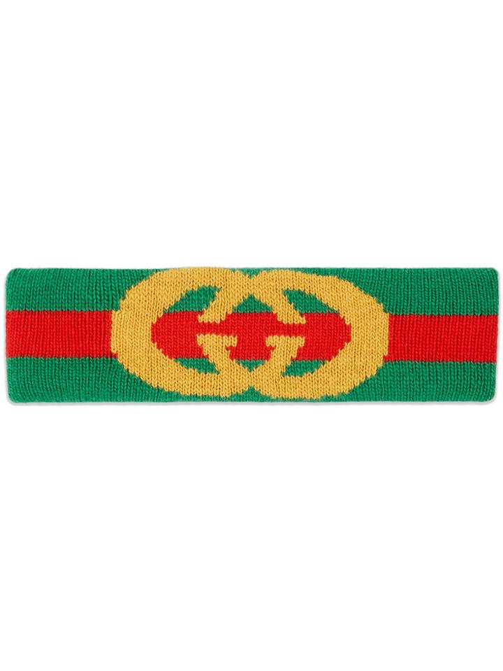 Gucci Web Wool Headband With Interlocking G - Green