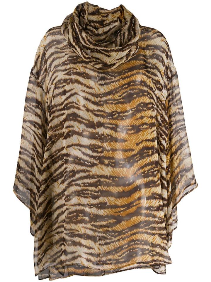Dolce & Gabbana Pre-owned 1990's Tiger Print Sheer Blouse - Brown
