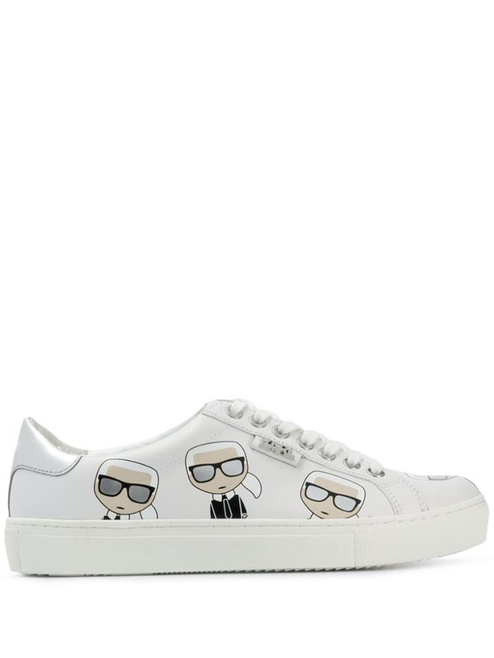 Karl Lagerfeld Signature Head Print Sneakers - White