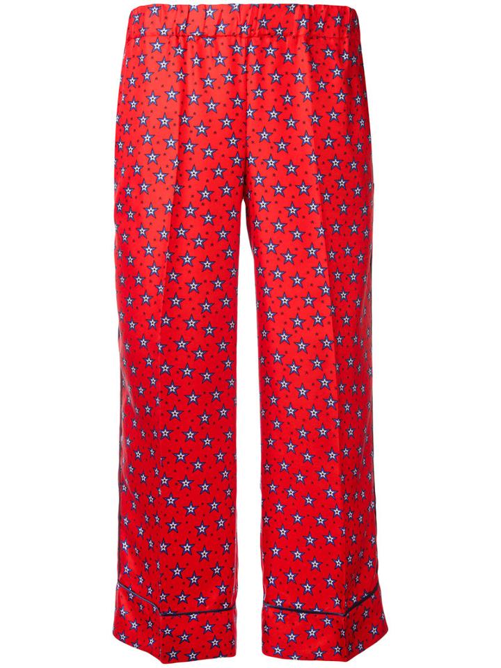 P.a.r.o.s.h. Star Print Pyjama-style Trousers, Women's, Red, Silk