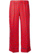 P.a.r.o.s.h. Star Print Pyjama-style Trousers, Women's, Red, Silk