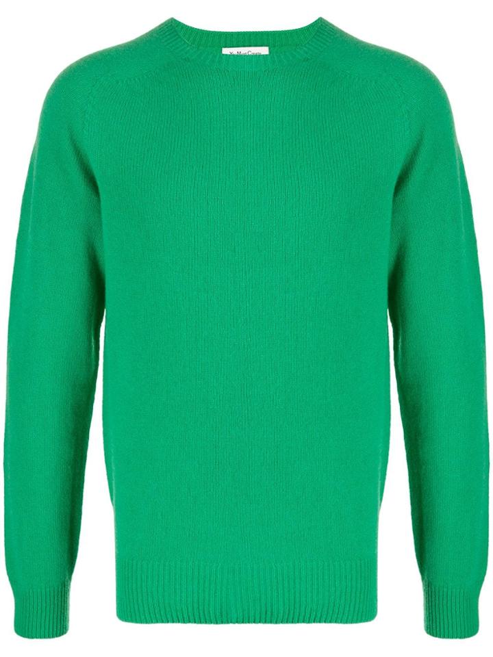 Ymc Ribbed-knit Crew-neck Jumper - Green