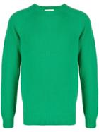 Ymc Ribbed-knit Crew-neck Jumper - Green