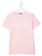 Balmain Kids Logo Print T-shirt - Pink