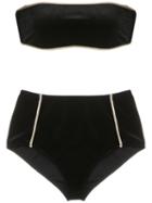 Adriana Degreas - Hot Pants Velvet Bikini Set - Women - Polyester/spandex/elastane - G, Black, Polyester/spandex/elastane