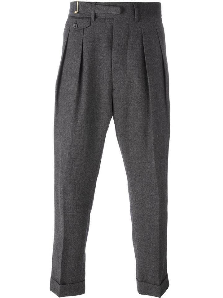 Wooster + Lardini Pleated Tailored Trousers, Men's, Size: 44, Grey, Cotton/viscose/wool