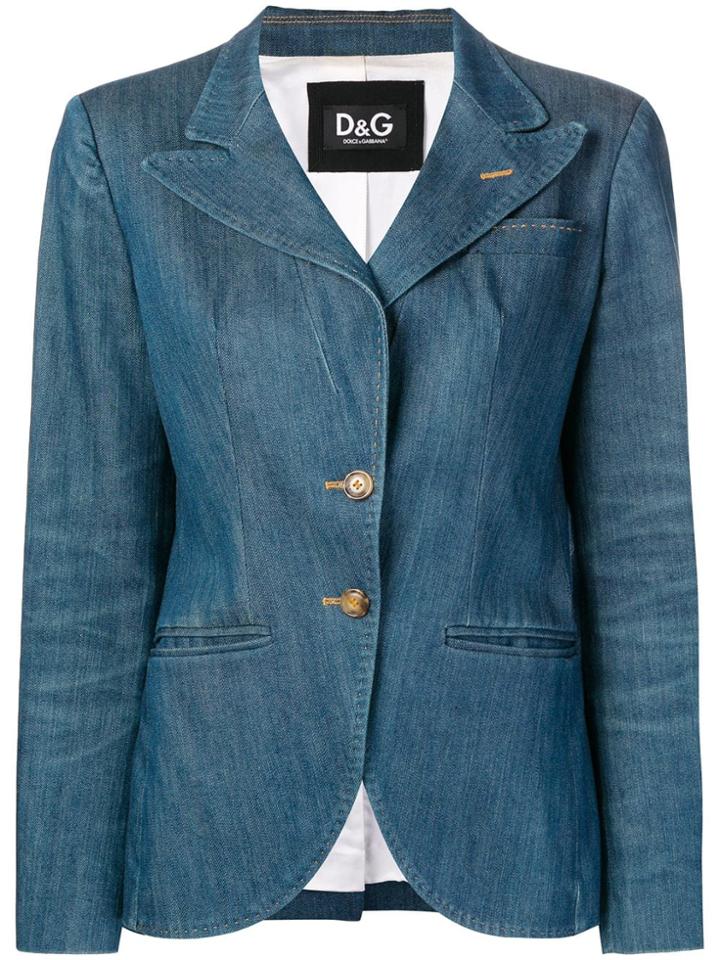 Dolce & Gabbana Vintage 2000's Fitted Denim Blazer - Blue