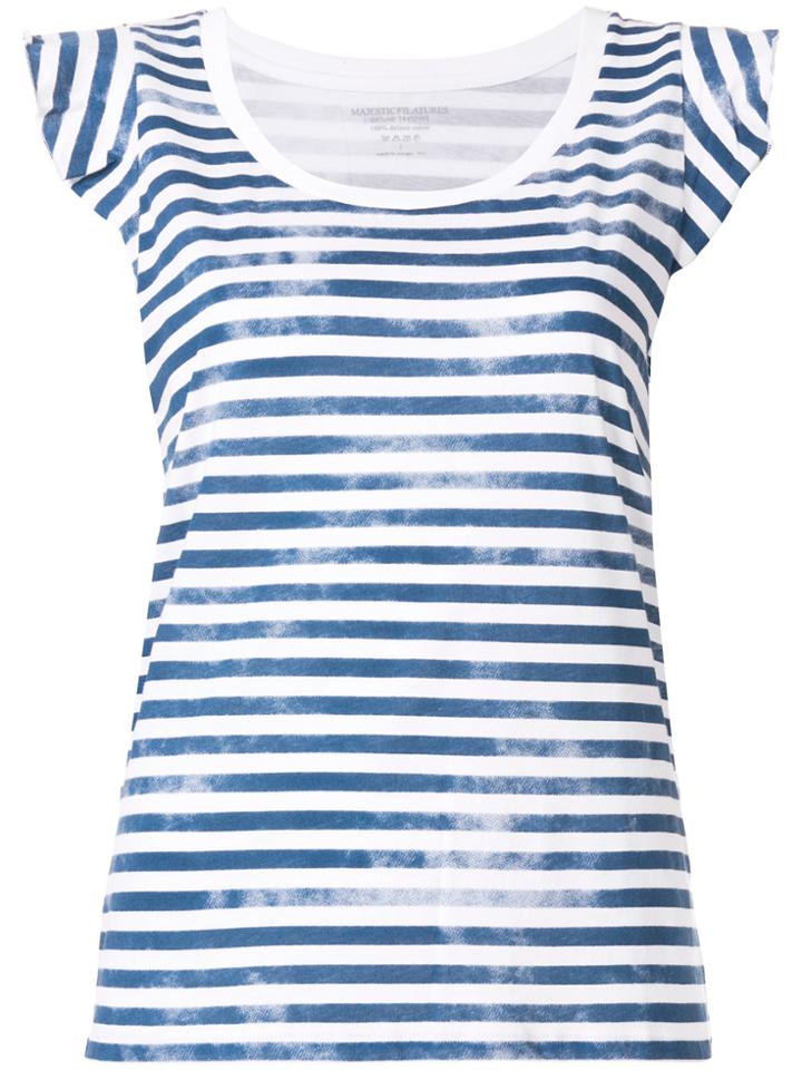 Majestic Filatures Flutter-sleeve Striped T-shirt - Blue