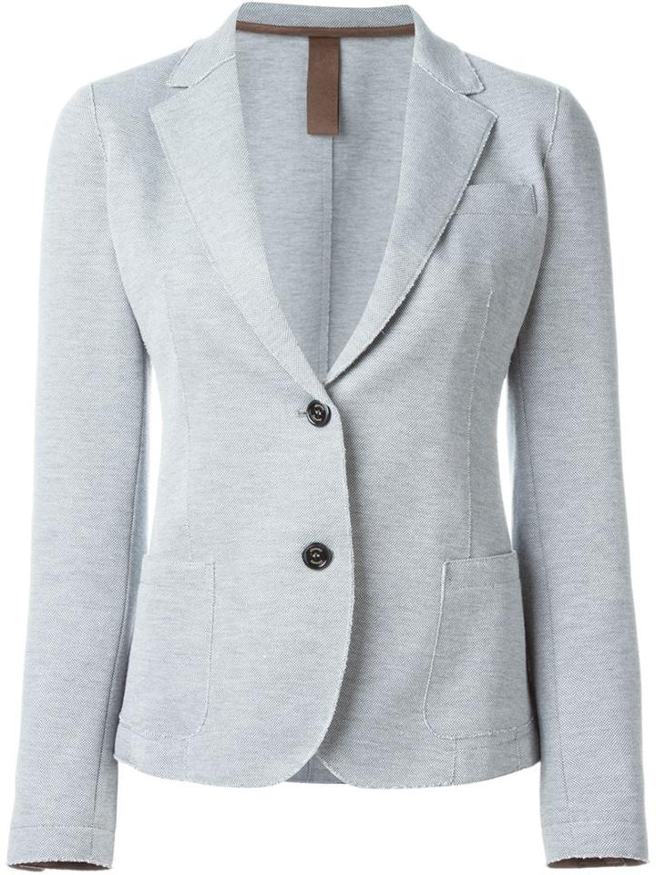 Eleventy Patch Pocket Blazer, Women's, Size: 50, Grey, Cotton/nylon/spandex/elastane