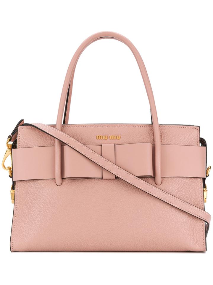 Miu Miu Bow Detail Tote Bag - Pink & Purple