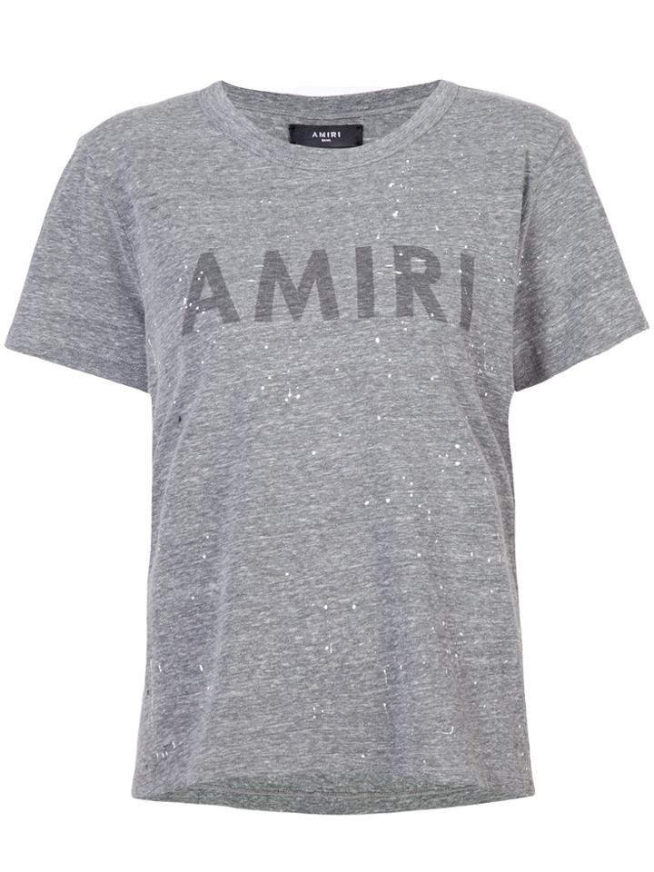 Amiri Splatter Detail Slogan T-shirt - Grey