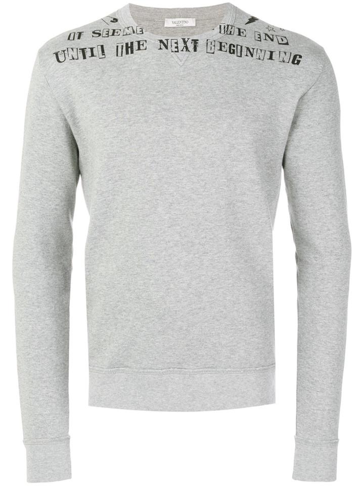Valentino Letter Print Sweater - Grey