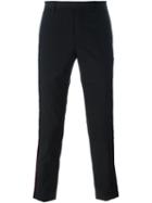 Lanvin Stitched Stripe Detail Trousers, Men's, Size: 46, Black, Spandex/elastane/viscose/wool