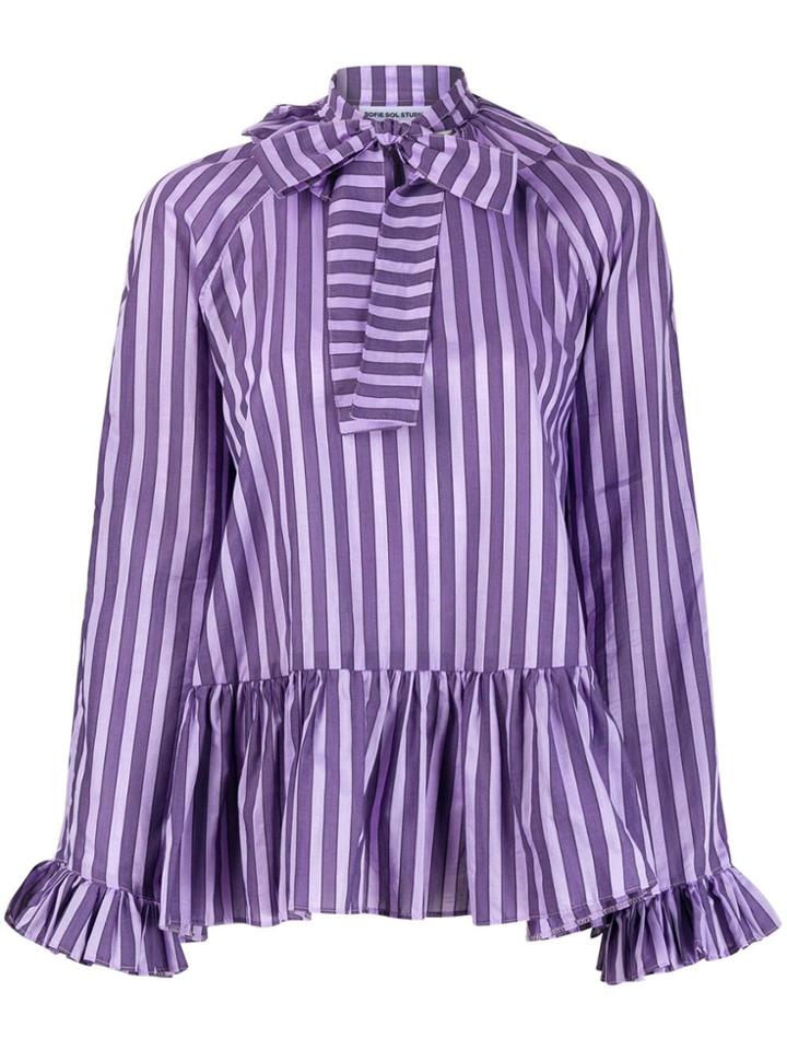Sofie Sol Studio Awning Stripe Babydoll Blouse - Purple