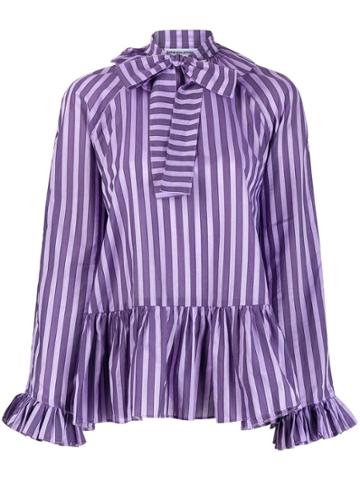 Sofie Sol Studio Awning Stripe Babydoll Blouse - Purple