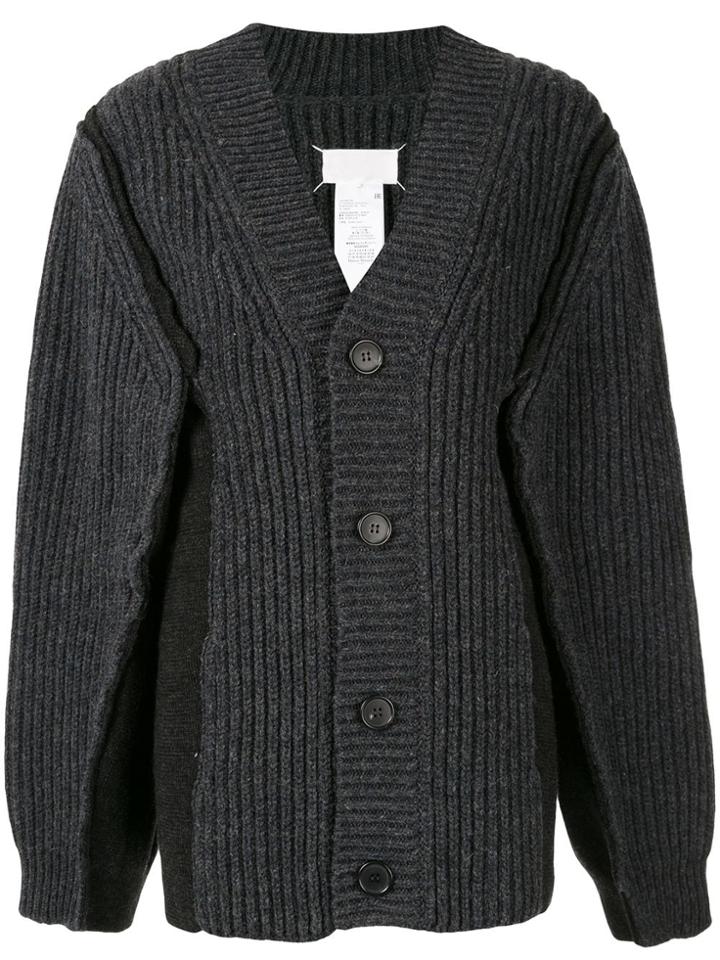 Maison Margiela Exaggerated-sleeve Button Down Cardigan - Grey