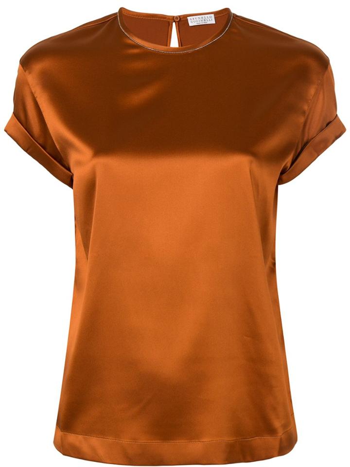 Brunello Cucinelli Silk T-shirt - Brown