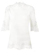 Ermanno Scervino Lace Shortsleeved Blouse, Women's, Size: 44, White, Silk/polyamide/viscose/wool