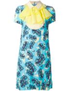 Viktor & Rolf Baroque Feather Print Shift Dress - Blue