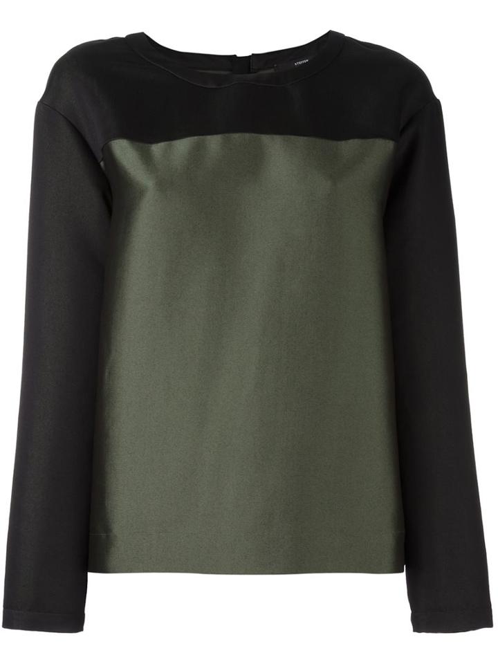 Steffen Schraut Colour Block Blouse, Women's, Size: 36, Green, Polyester/modal
