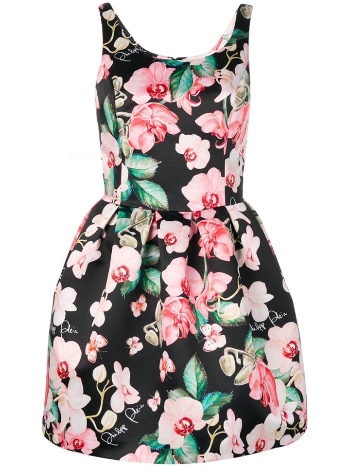 Philipp Plein Flower Print Dress - Black