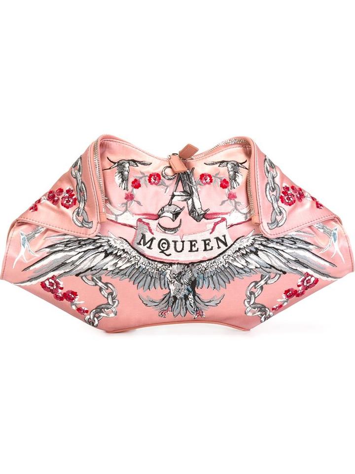 Alexander Mcqueen 'de Manta' Tattoo Embroidered Clutch