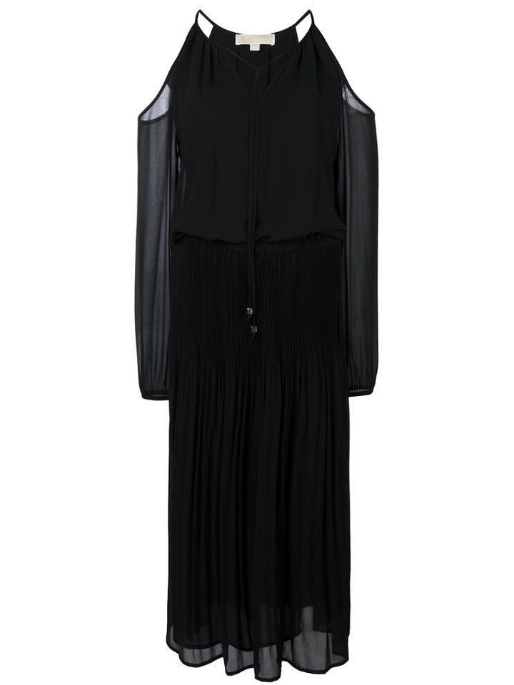 Michael Michael Kors Cut-off Shoulders Dress, Women's, Size: Medium, Black, Polyester