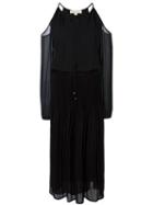 Michael Michael Kors Cut-off Shoulders Dress, Women's, Size: Medium, Black, Polyester