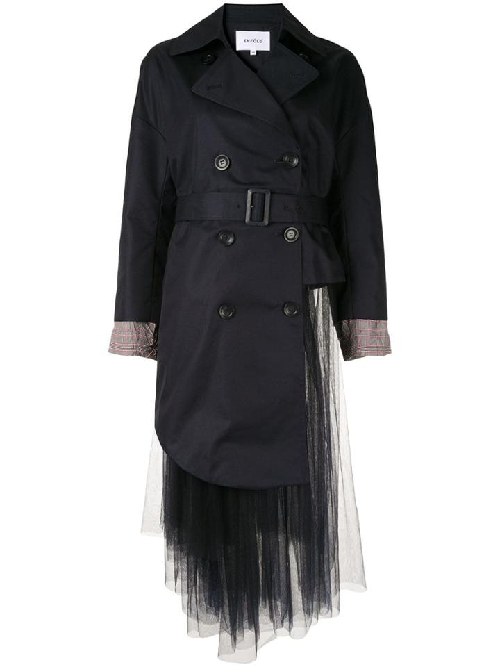 Enföld Double-breasted Tulle Coat - Blue