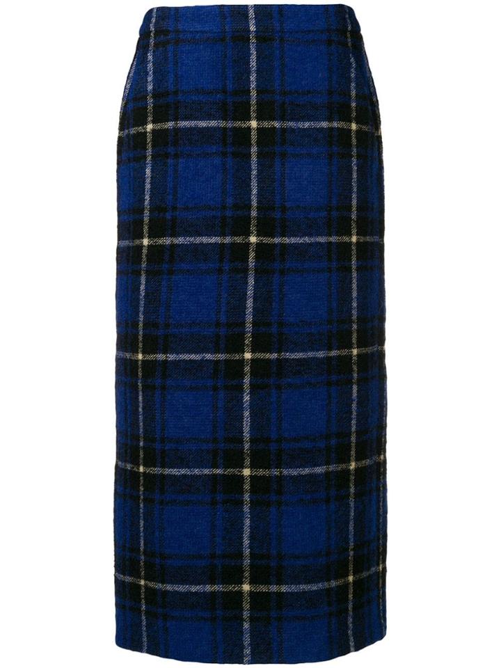 Aspesi Check High Waisted Skirt - Blue
