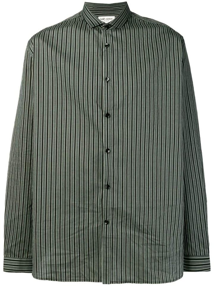 Saint Laurent Striped Long-sleeve Fitted Shirt - Black