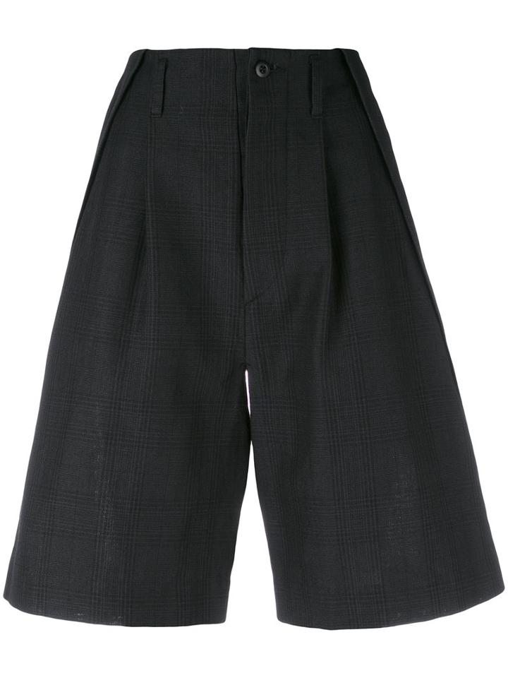 Klasica - Checked Shorts - Women - Ramie - 3, Black, Ramie