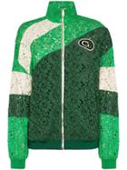 Gucci Panelled Lace Logo Patch Track Jacket - Green