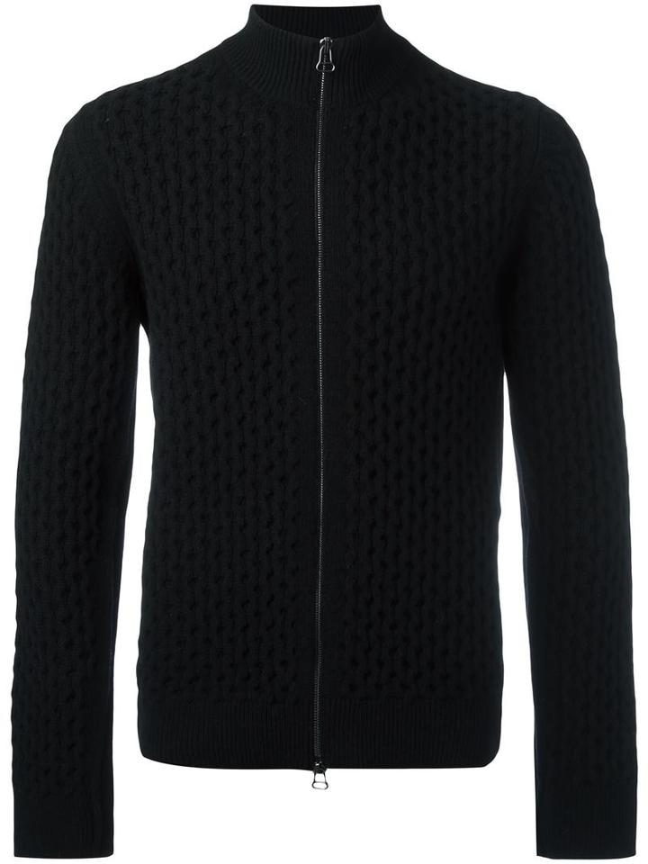 Lanvin Cable Knit Cardigan, Men's, Size: Large, Black, Merino