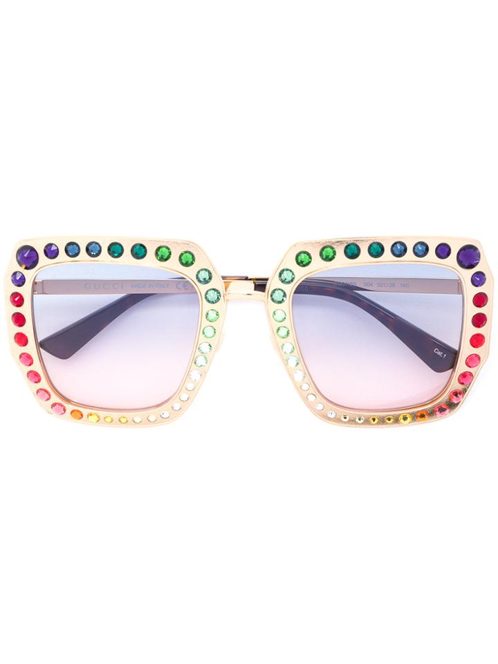 Gucci Eyewear Oversized Acetate Sunglasses - Metallic