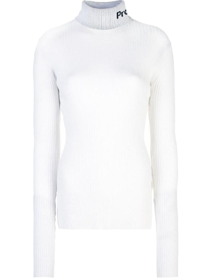 Proenza Schouler Cuffed Knit Turtleneck Top - White