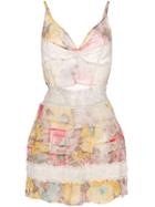 One Vintage Floral Print Mini Dress - Yellow
