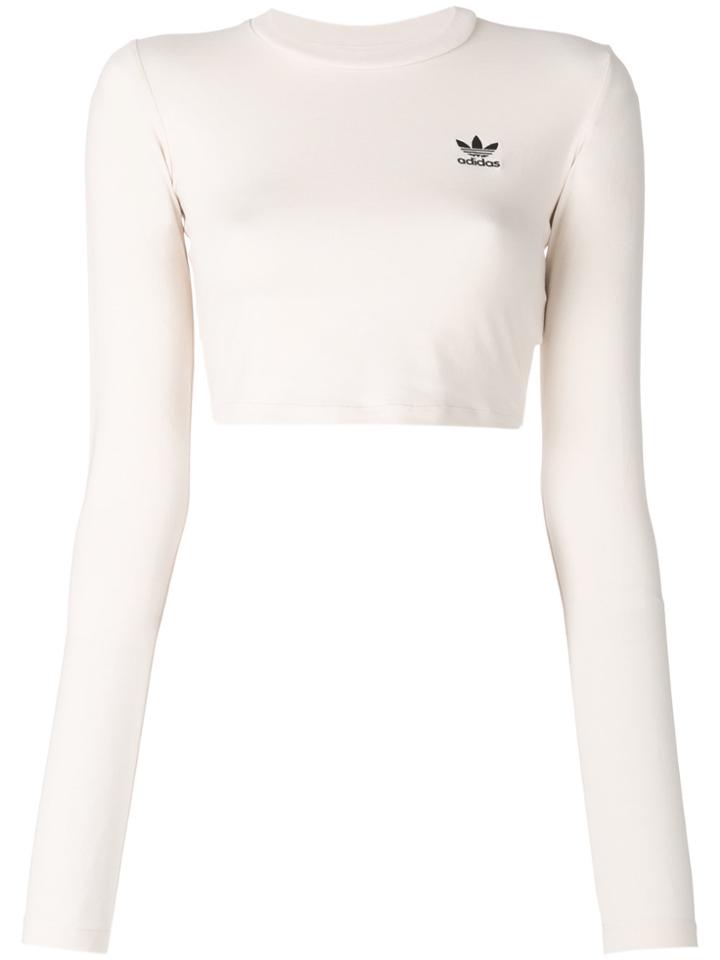 Adidas Logo Cropped Top - Nude & Neutrals